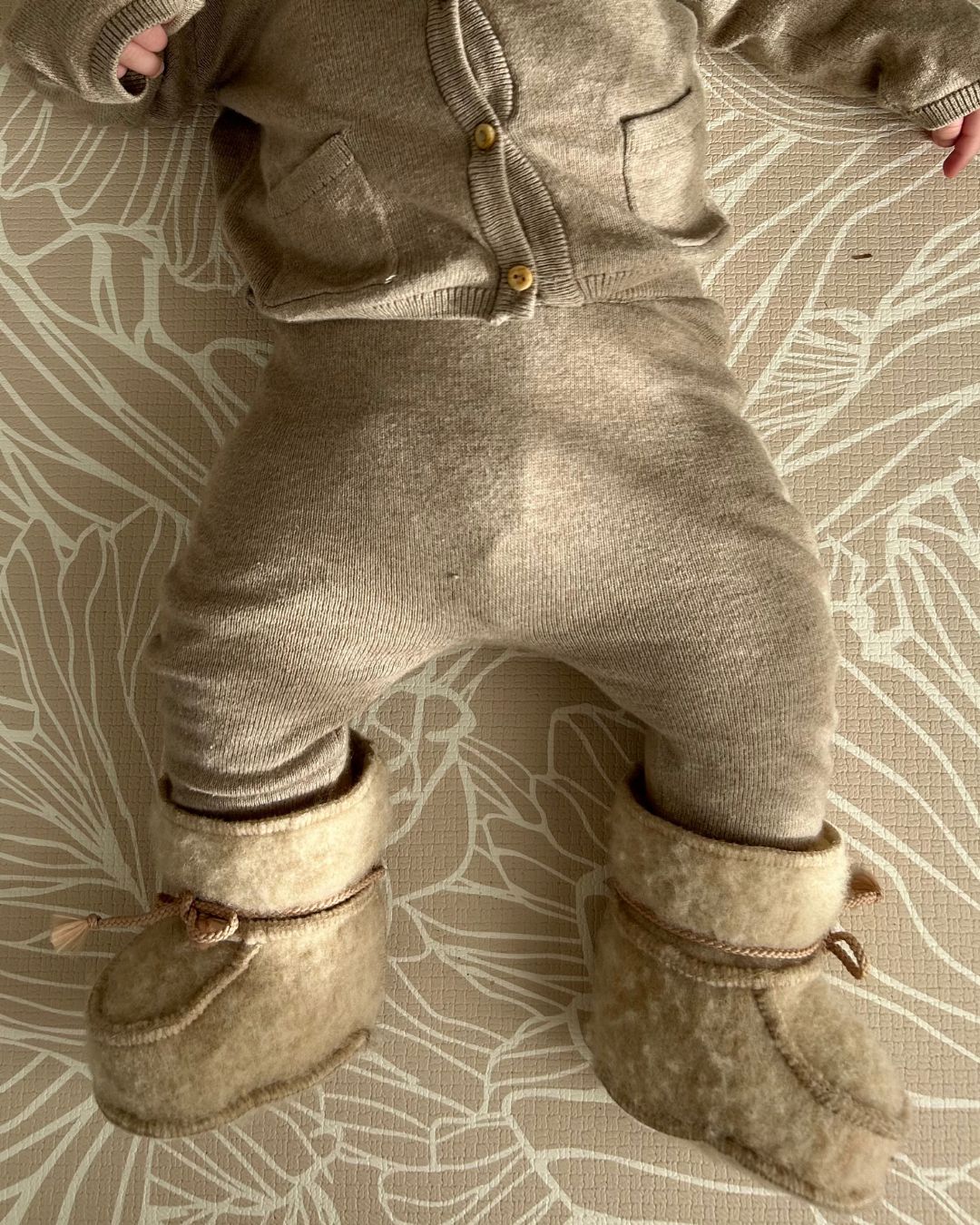 Babyhjemmesko i uld - Beige (3-6 måneder)