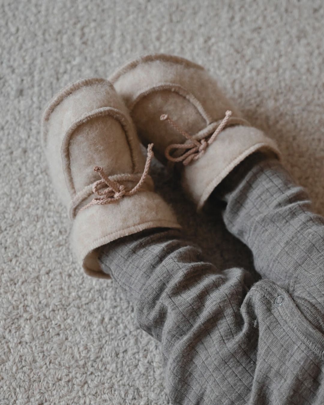 Babyhjemmesko i uld - Beige (3-6 måneder)