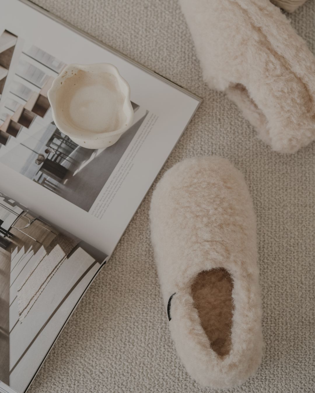 Hjemmesko i merinould – Beige