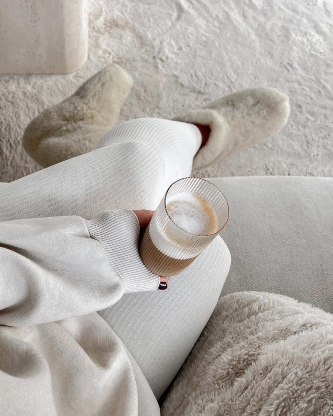 Uldhjemmesko – hvid (Høj model)