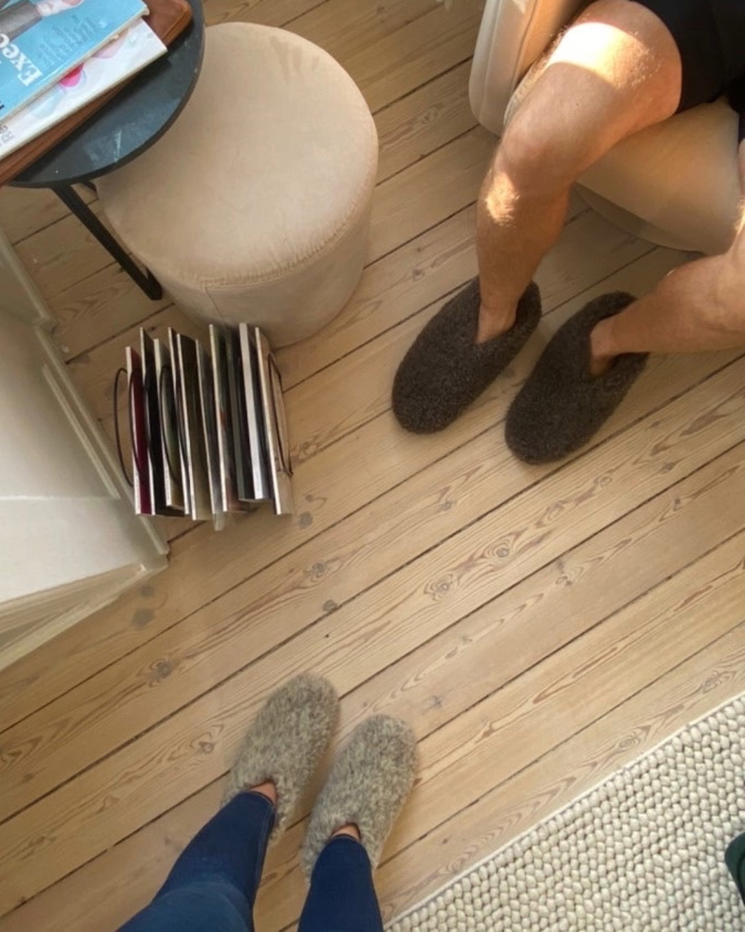 Uldhjemmesko – Mørkegrå/brun (Lav model)