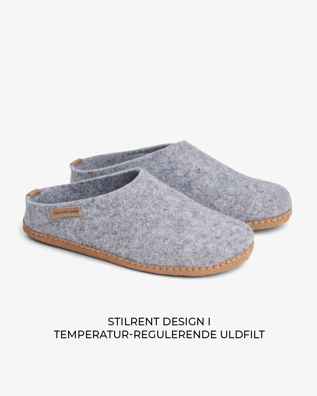 Tøffel med skindsål – Lysegrå