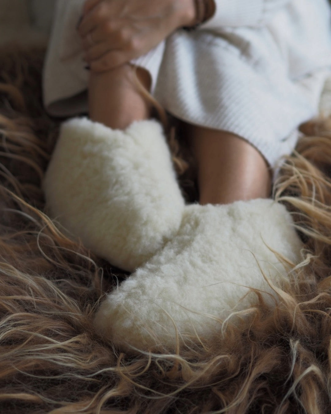 Uldhjemmesko – hvid (Lav model)