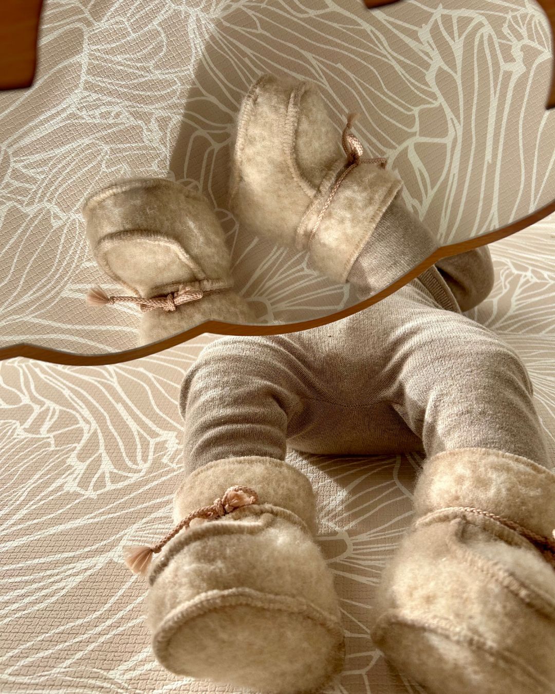 Babyhjemmesko i uld - Beige (3-6 måneder)