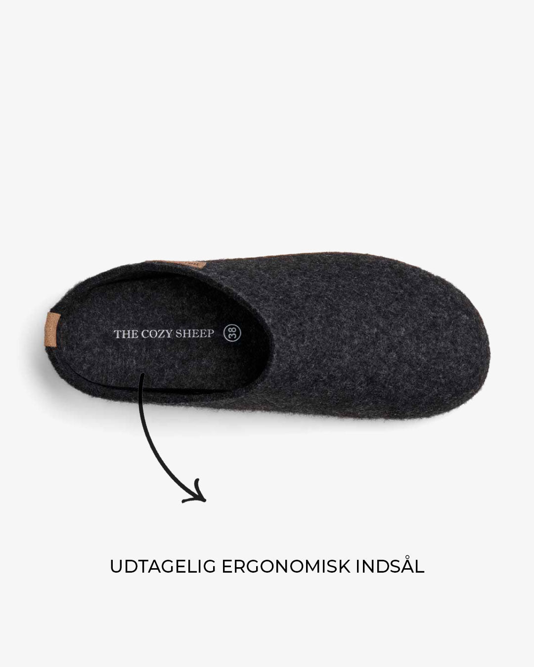 Tøffel med skindsål – Mørkegrå