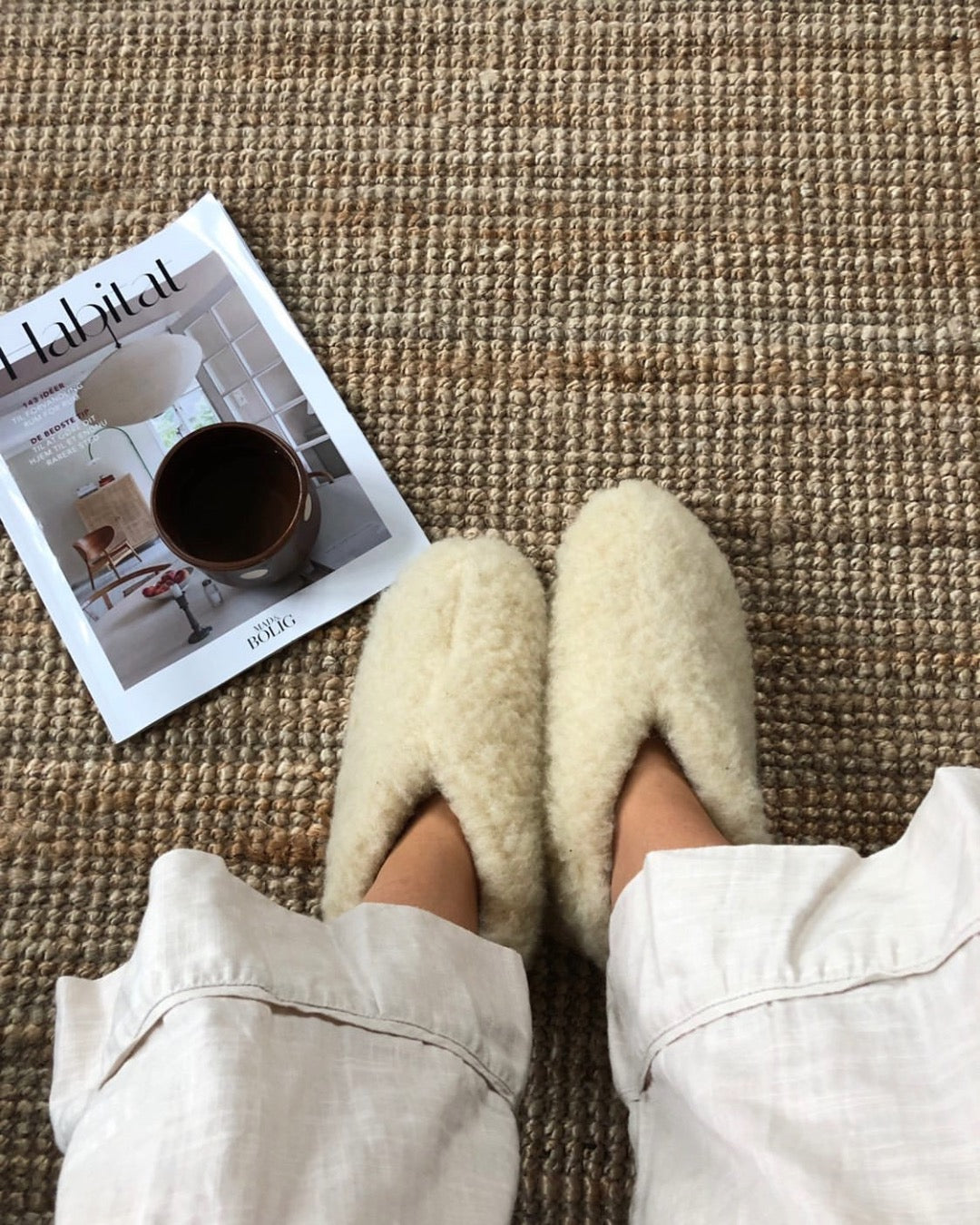 Uldhjemmesko – hvid (Lav model)