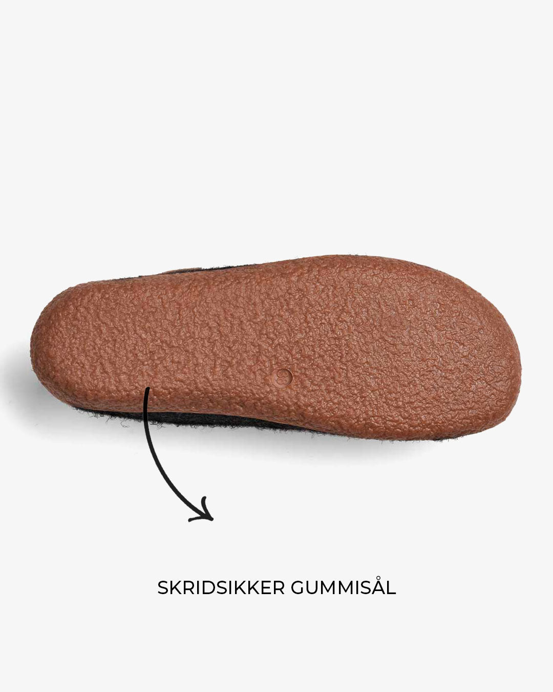 Tøffel med gummisål – Mørkegrå