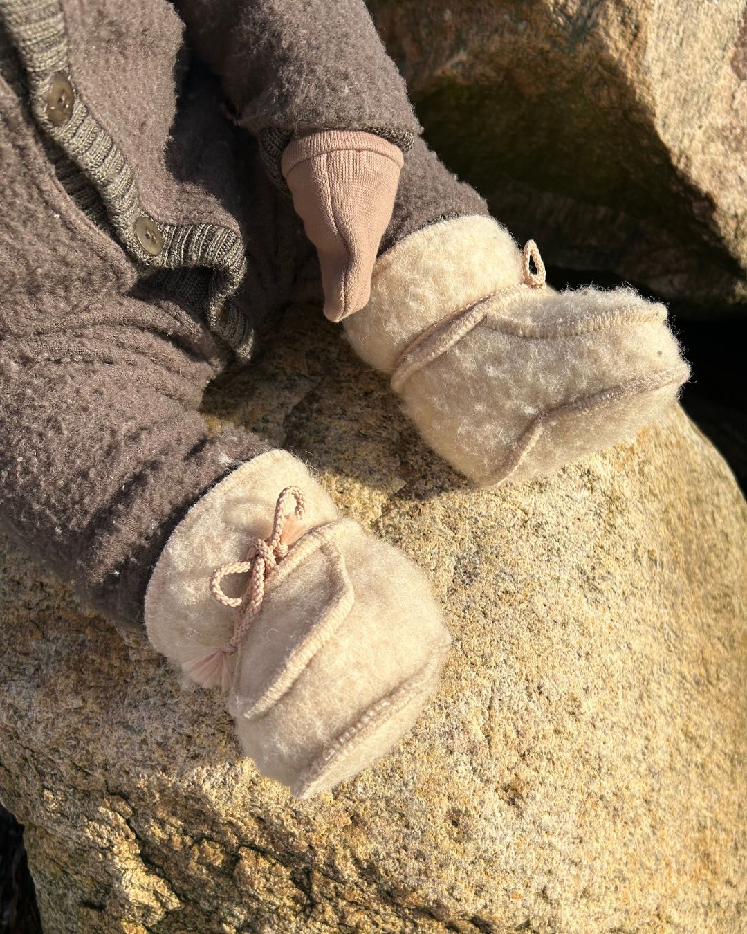 Babyhjemmesko i uld - Beige (3-6 måneder)