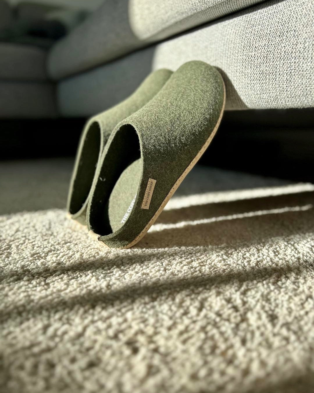 Tøffel med skindsål – Forest Green