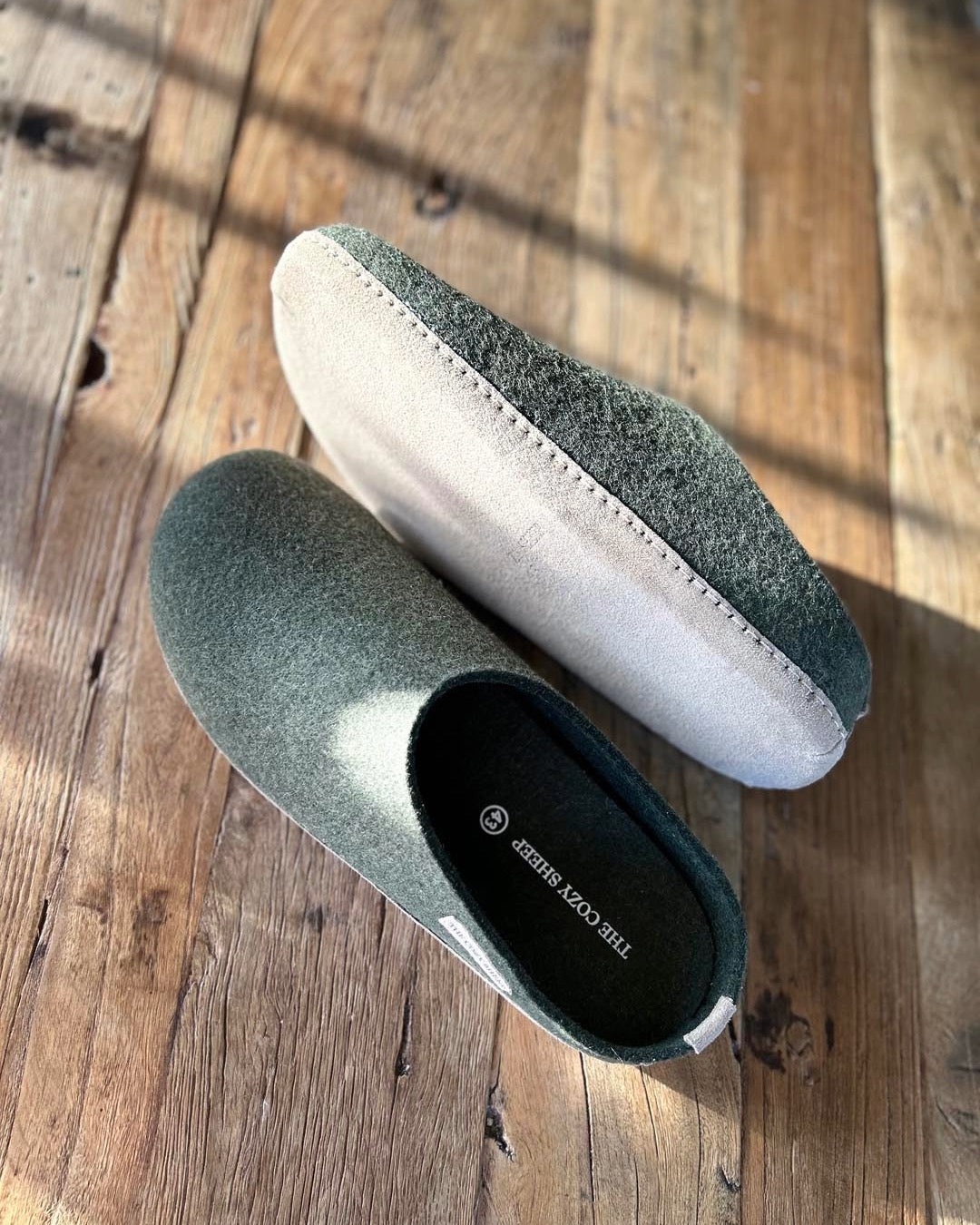 Tøffel med skindsål – Forest Green