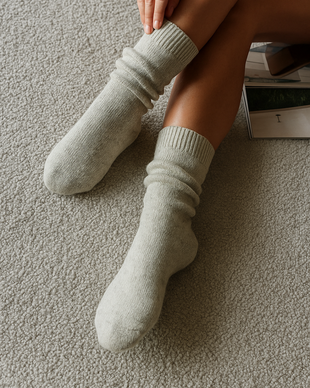 Termosokker i uld - Lysegrå