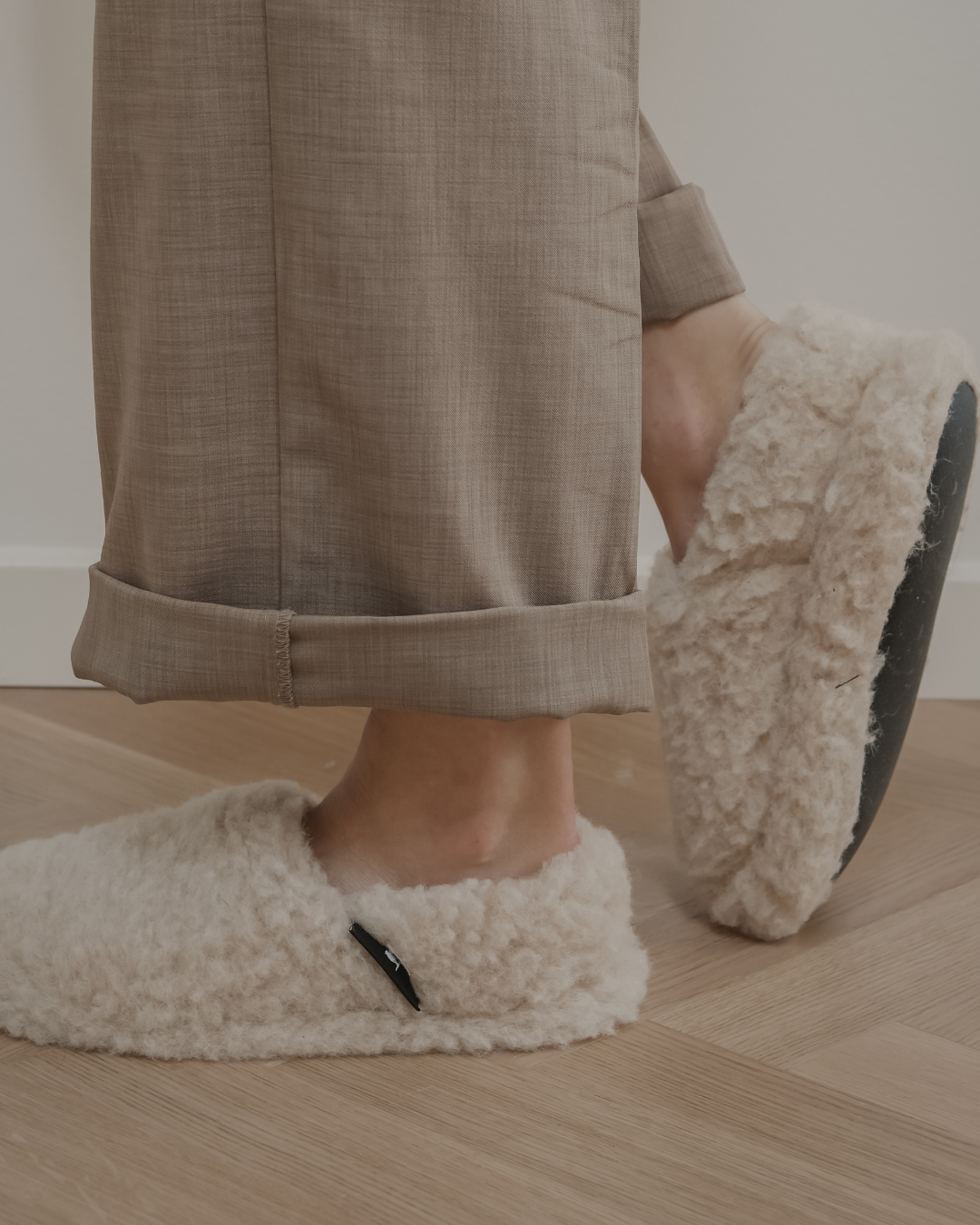 Hjemmesko i merinould – Beige