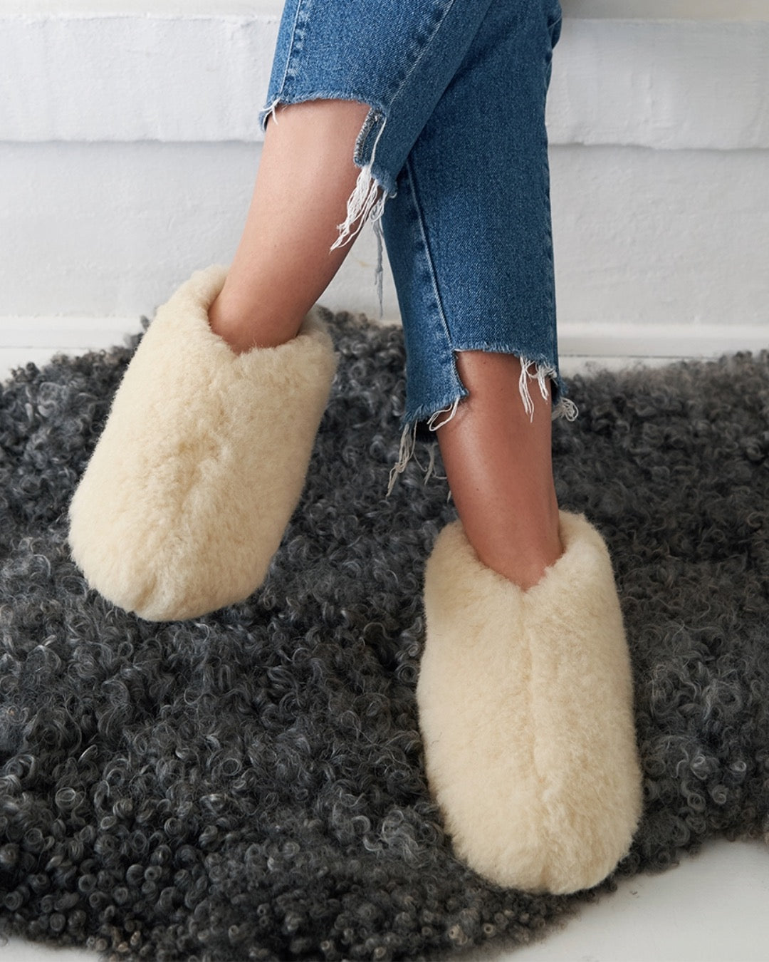 Uldhjemmesko – hvid (Lav model)