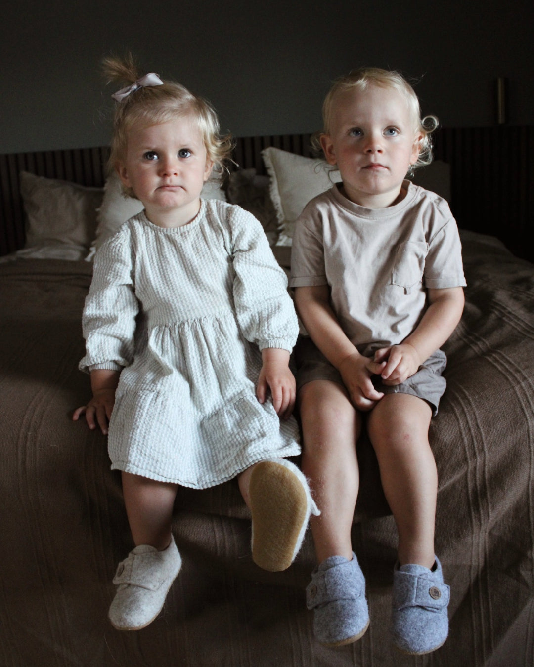 Hjemmesko uldfilt - Børn (Lysegrå)