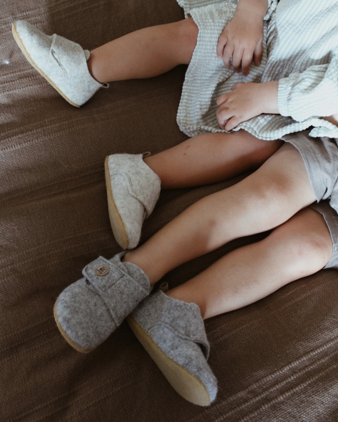 Hjemmesko uldfilt - Børn (Lysegrå)