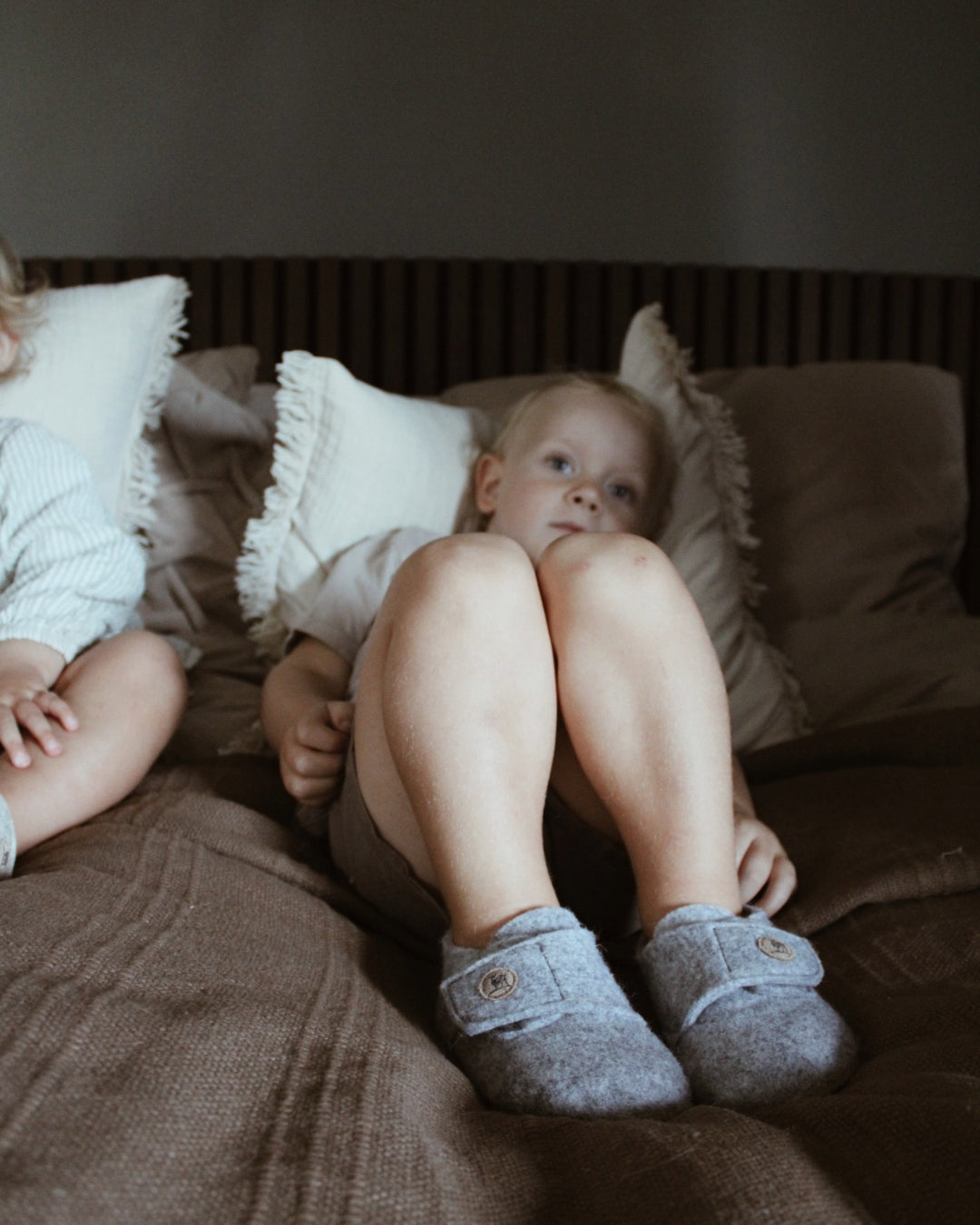 Hjemmesko uldfilt - Børn (Lysegrå)