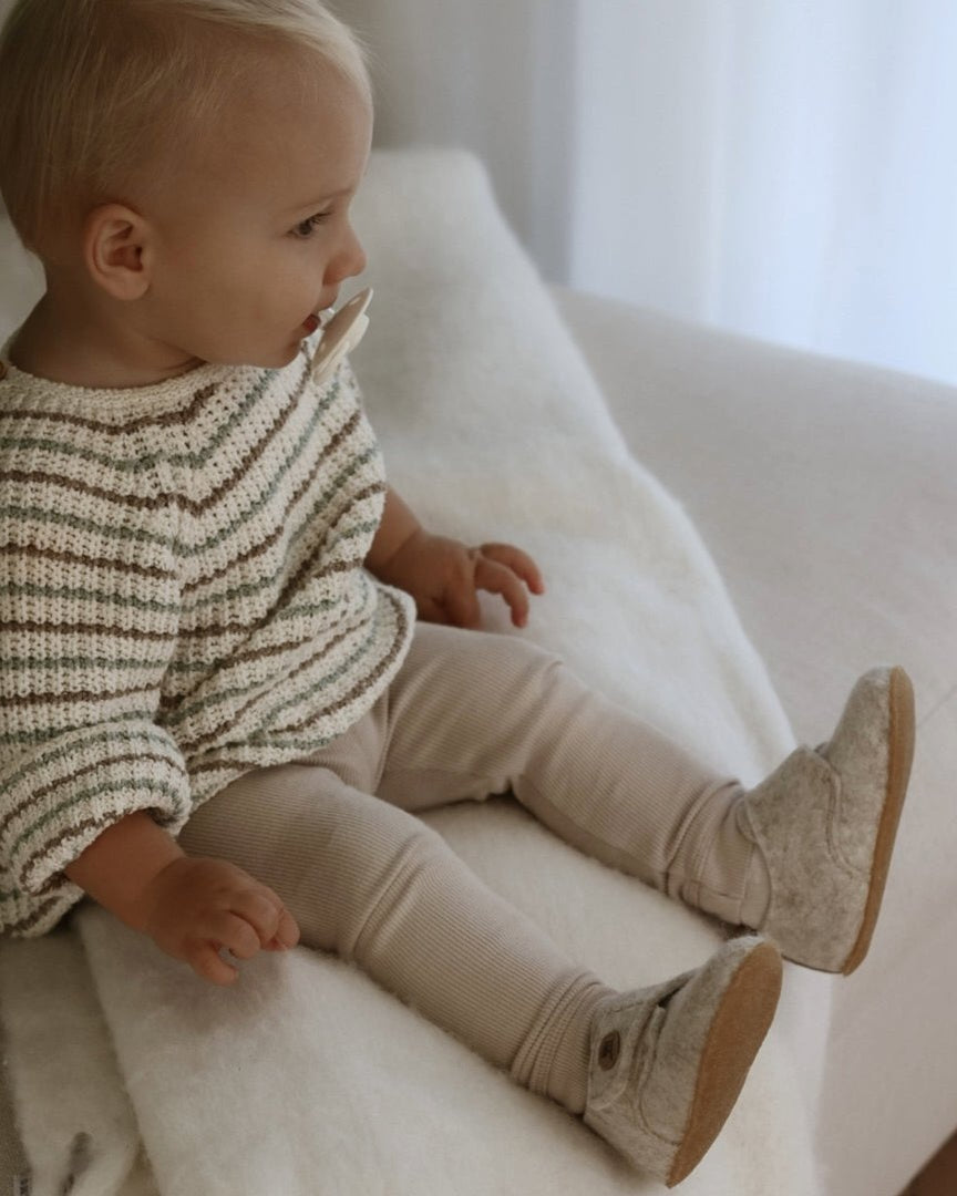 Hjemmesko uldfilt - Børn (Beige)