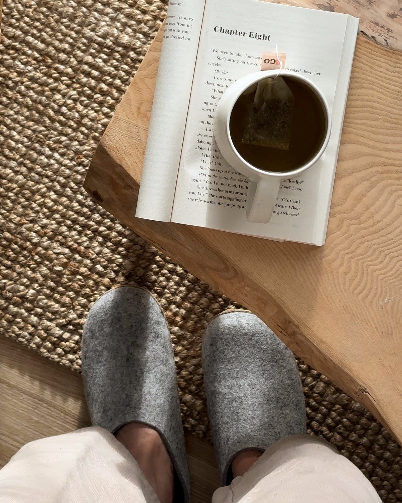 Tøffel med skindsål – Lysegrå