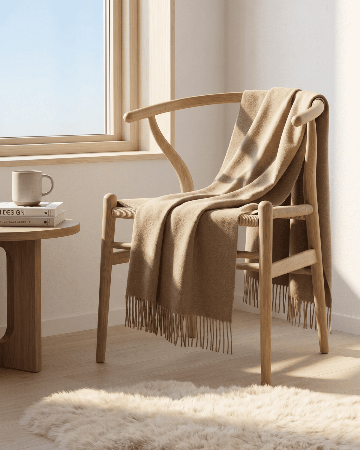 Uldplaid 140 x 200 cm - Lys brun - The Cozy Sheep