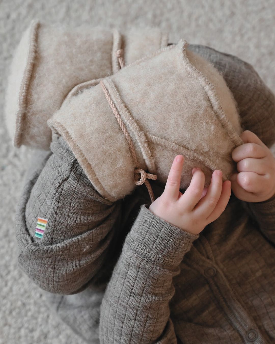 Babyhjemmesko i uld - Beige (3-6 måneder)