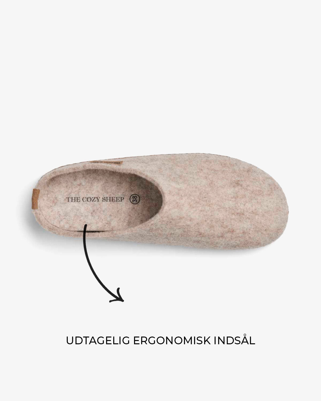 Tøffel med gummisål – Beige