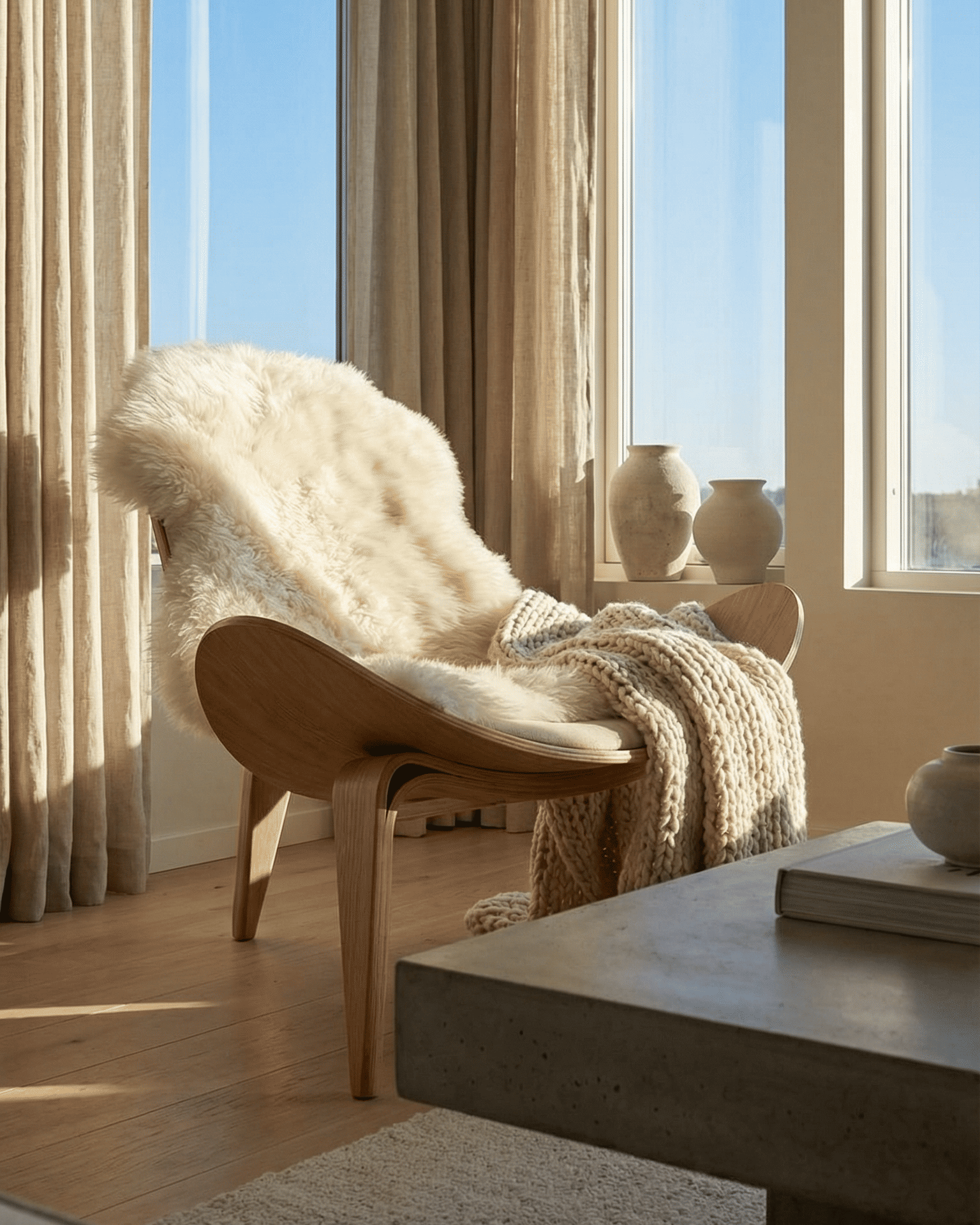 Naturligt lammeskind i hvid - The Cozy Sheep