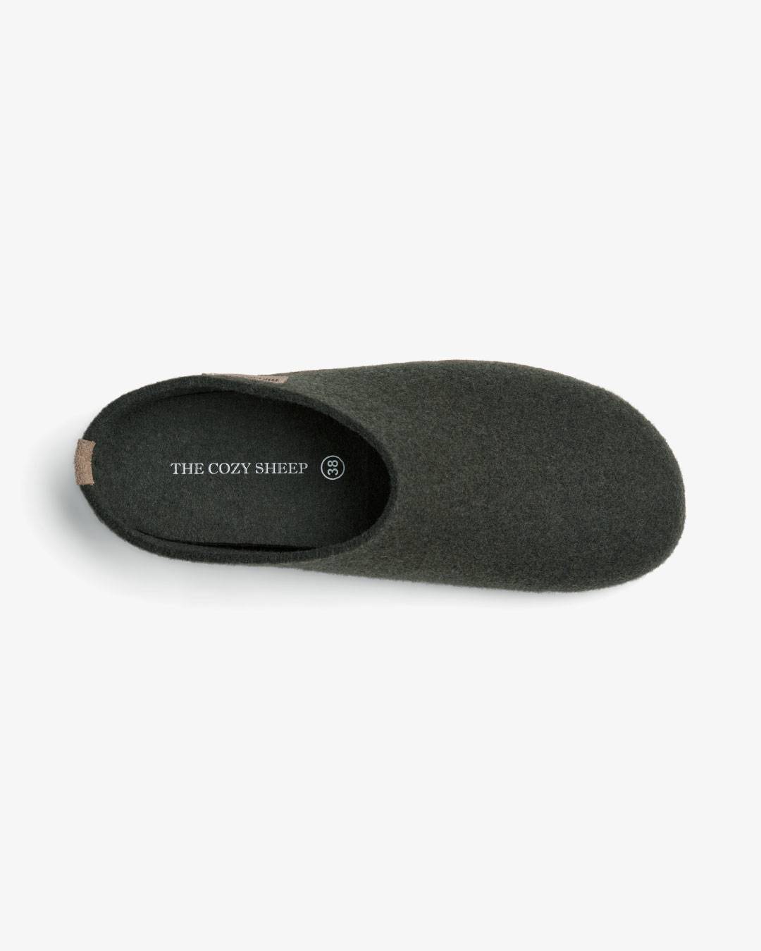 Tøffel med gummisål – Forest Green - The Cozy Sheep