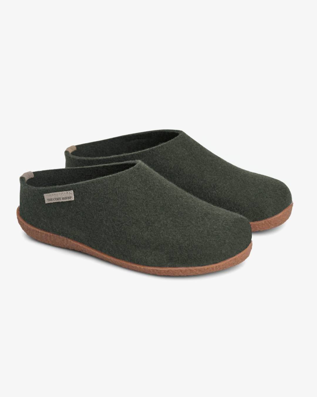 Tøffel med gummisål – Forest Green - The Cozy Sheep