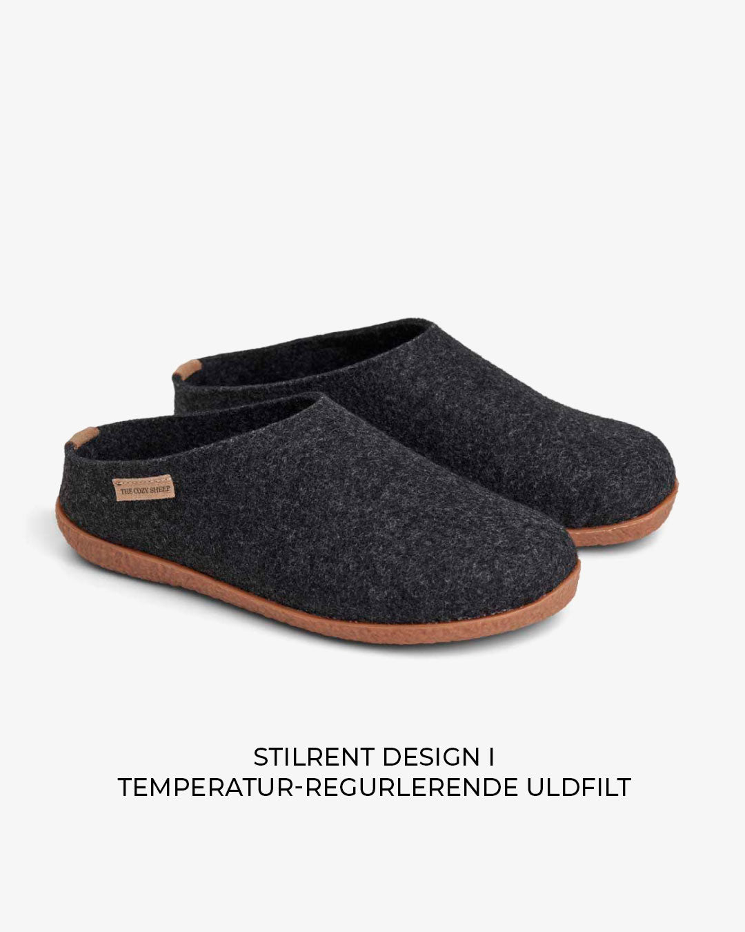 Tøffel med gummisål – Mørkegrå - The Cozy Sheep