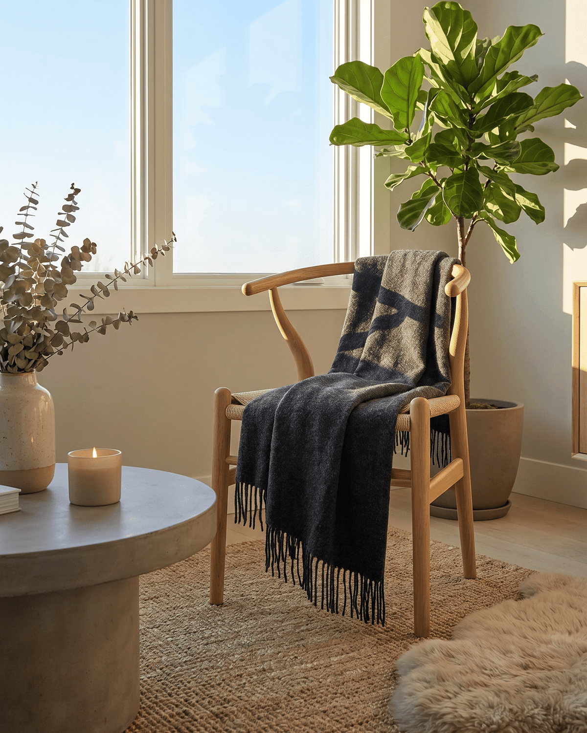 Uldplaid 140 x 200 cm - Antracit - The Cozy Sheep