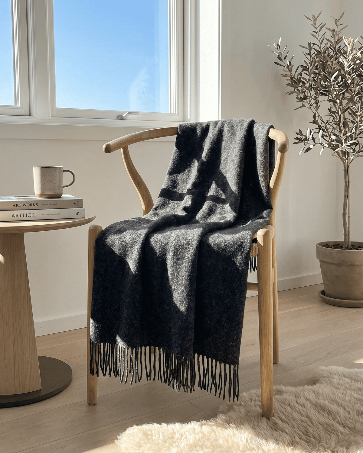 Uldplaid 140 x 200 cm - Antracit - The Cozy Sheep