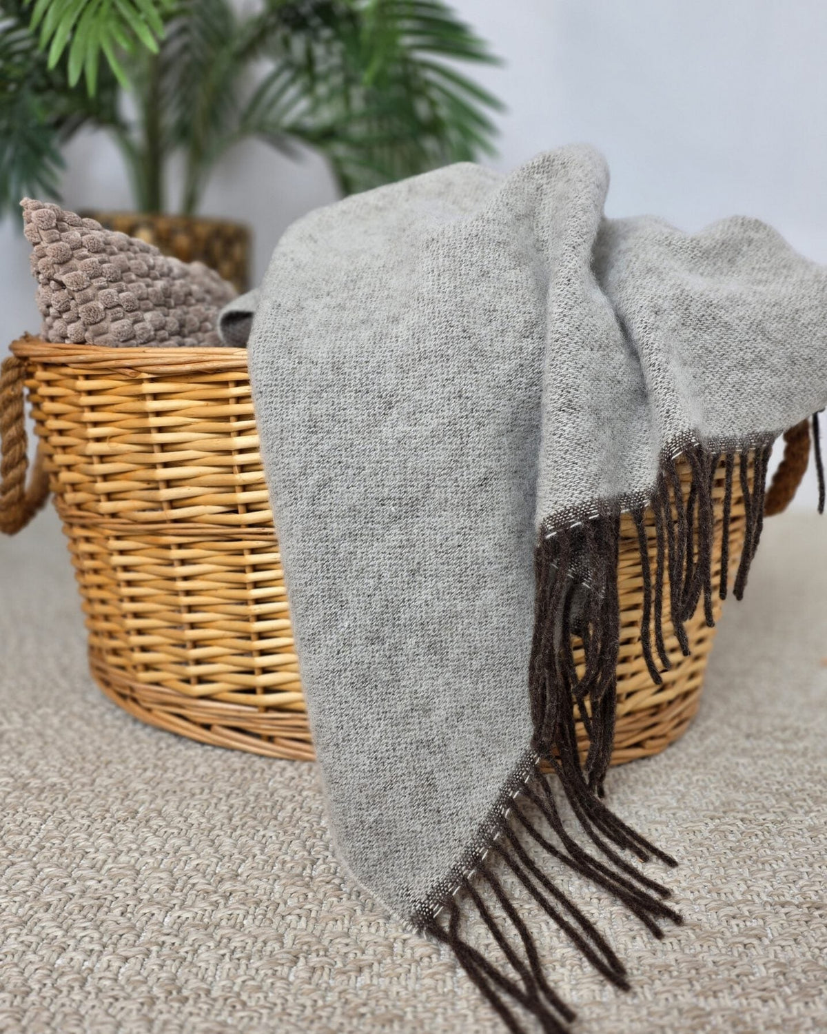 Uldplaid 140 x 200 cm - Brun/Creme - The Cozy Sheep