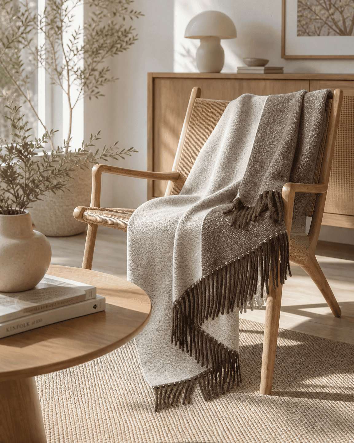 Uldplaid 140 x 200 cm - Brun/Creme - The Cozy Sheep
