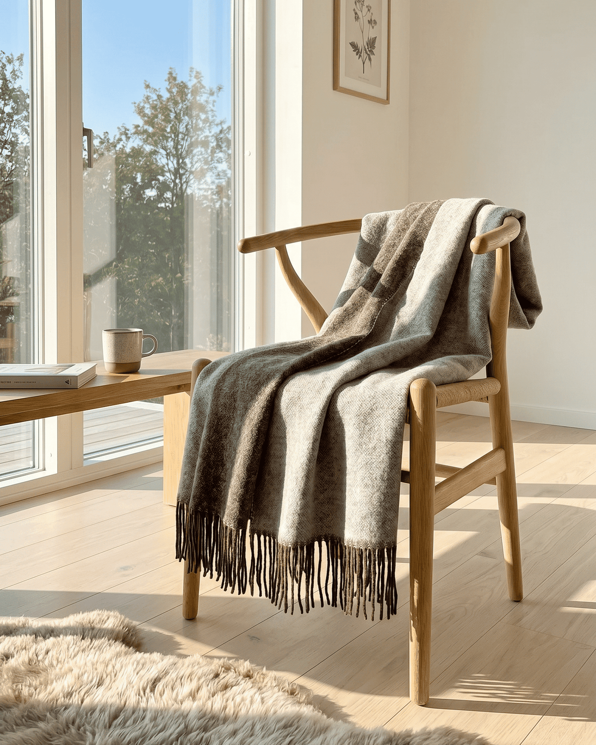 Uldplaid 140 x 200 cm - Brun/Creme - The Cozy Sheep