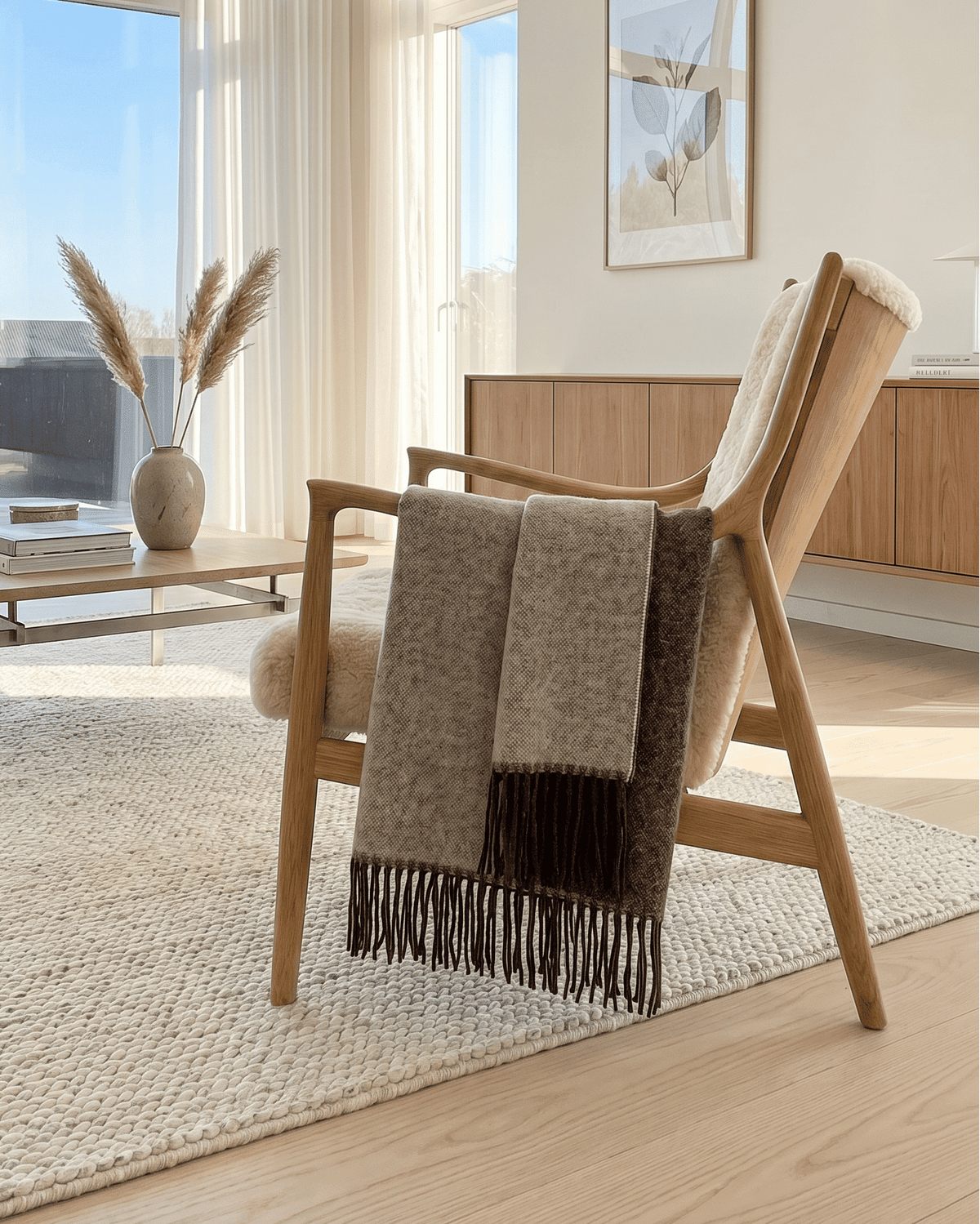 Uldplaid 140 x 200 cm - Brun/Creme - The Cozy Sheep